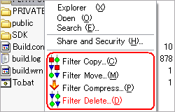 FileFilter shell menu