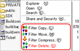 Filter files when copy, delete file
