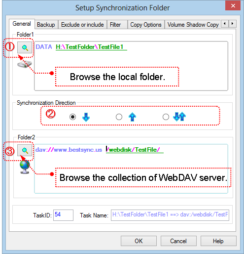 Setup Task to sync WebDAV
